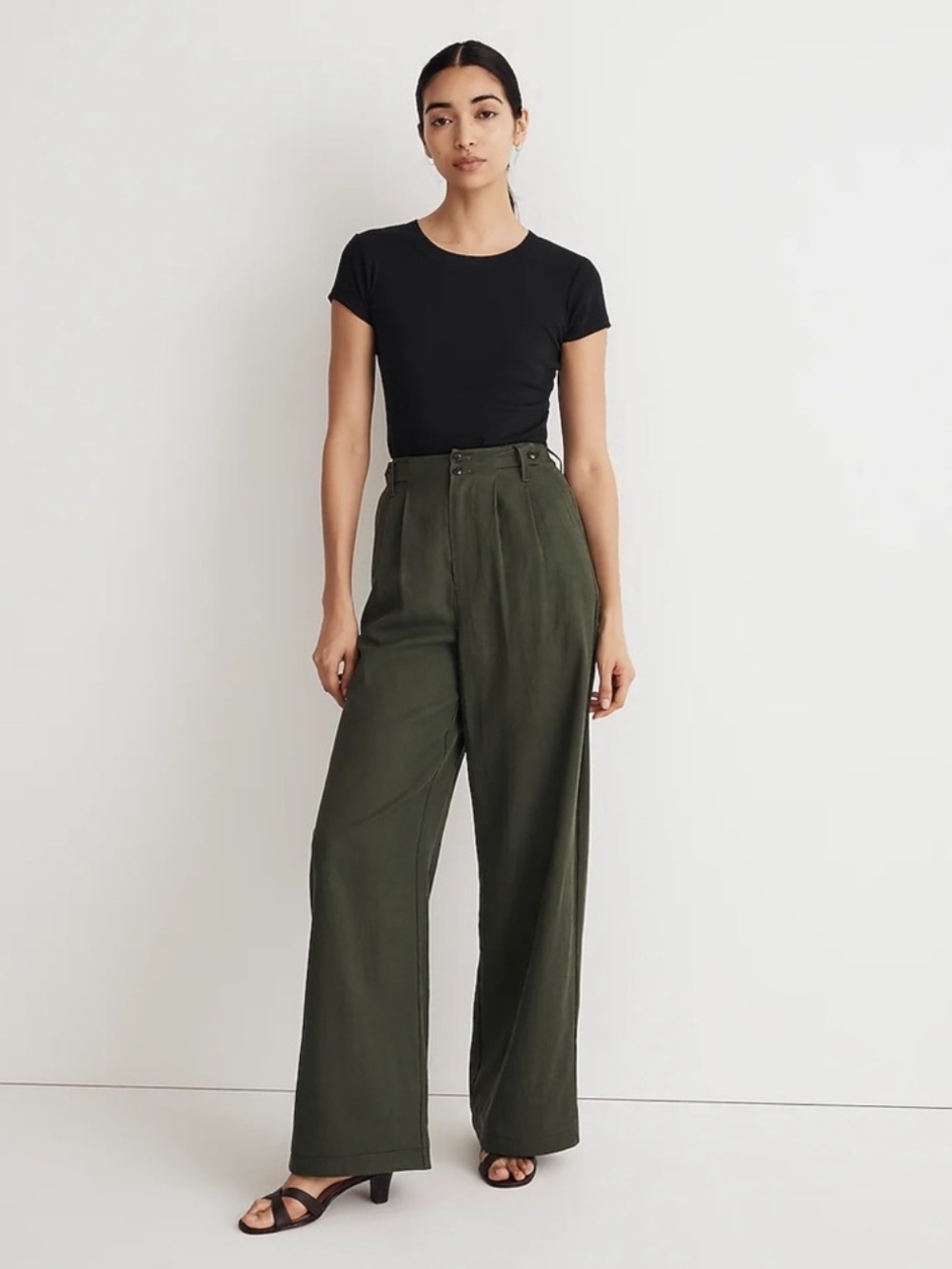 Madewell Harlow Wide-Leg Pants in Dark Forest Green Item# NG521 Size 0